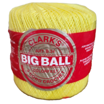 Clarks Big Ball 3 Cord Cotton Crochet Thread 250 Yds Canary Yellow #10A ... - £3.14 GBP