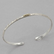 Thin Dainty Vintage Sterling Acanthus Scroll Cuff Bracelet w/ Gold Nugget Accent - £28.00 GBP