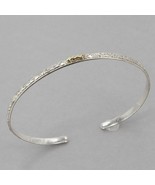 Thin Dainty Vintage Sterling Acanthus Scroll Cuff Bracelet w/ Gold Nugge... - £28.00 GBP
