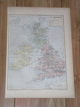 1887 Antique Map Of Great Britain United Kingdom England Scotland Ireland Wales - £13.45 GBP