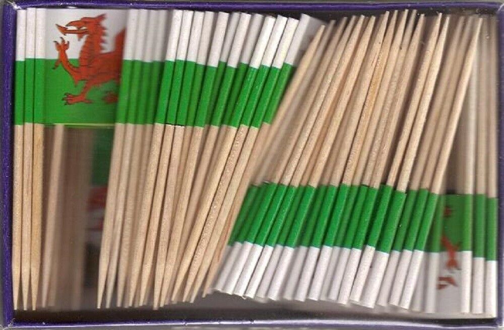 One Box of 100 Wales Toothpick Flags, 100 Small Mini International Flags - $7.90