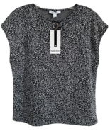 Nine West Women&#39;s Blouse Relax Fit Short Sleeve Size S Black White Printed - €19,76 EUR