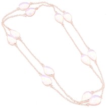 White Milky Opal Handmade Christmas Gift Necklace Jewelry 36&quot; SA 1997 - £6.00 GBP