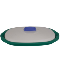 Tupperware Legacy Flat Green Platter White Lid with Blue Handle 1 3/4 Cups 400mL - £9.50 GBP