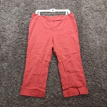 New York &amp; Company Pants Women 8 Red Stretch Cuffed Capri Flat Front - £2.35 GBP