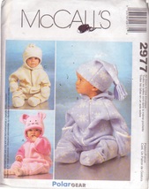 Mc Call&#39;s Pattern 2977 Infants Bunting 2 Styles, Hats In 3 Variations Size S/M/L - £2.39 GBP