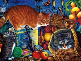 Framed canvas art print giclee potting shed cats kittens fruits planters garden - £31.13 GBP+