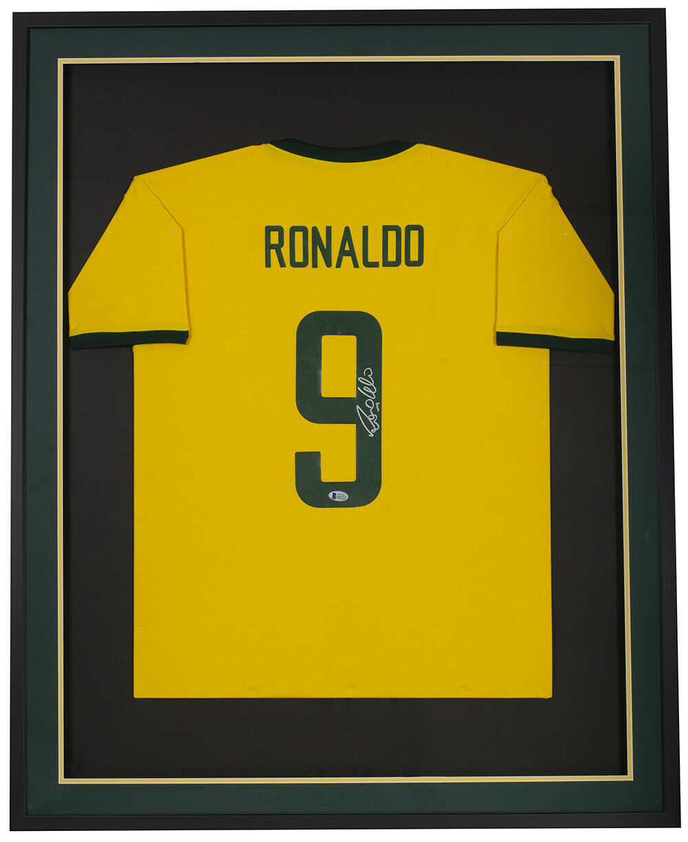 Primary image for Ronaldo Signed Framed Custom Yellow CBD Soccer Jersey BAS ITP
