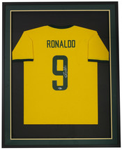 Ronaldo Signed Framed Custom Yellow CBD Soccer Jersey BAS ITP - $872.05