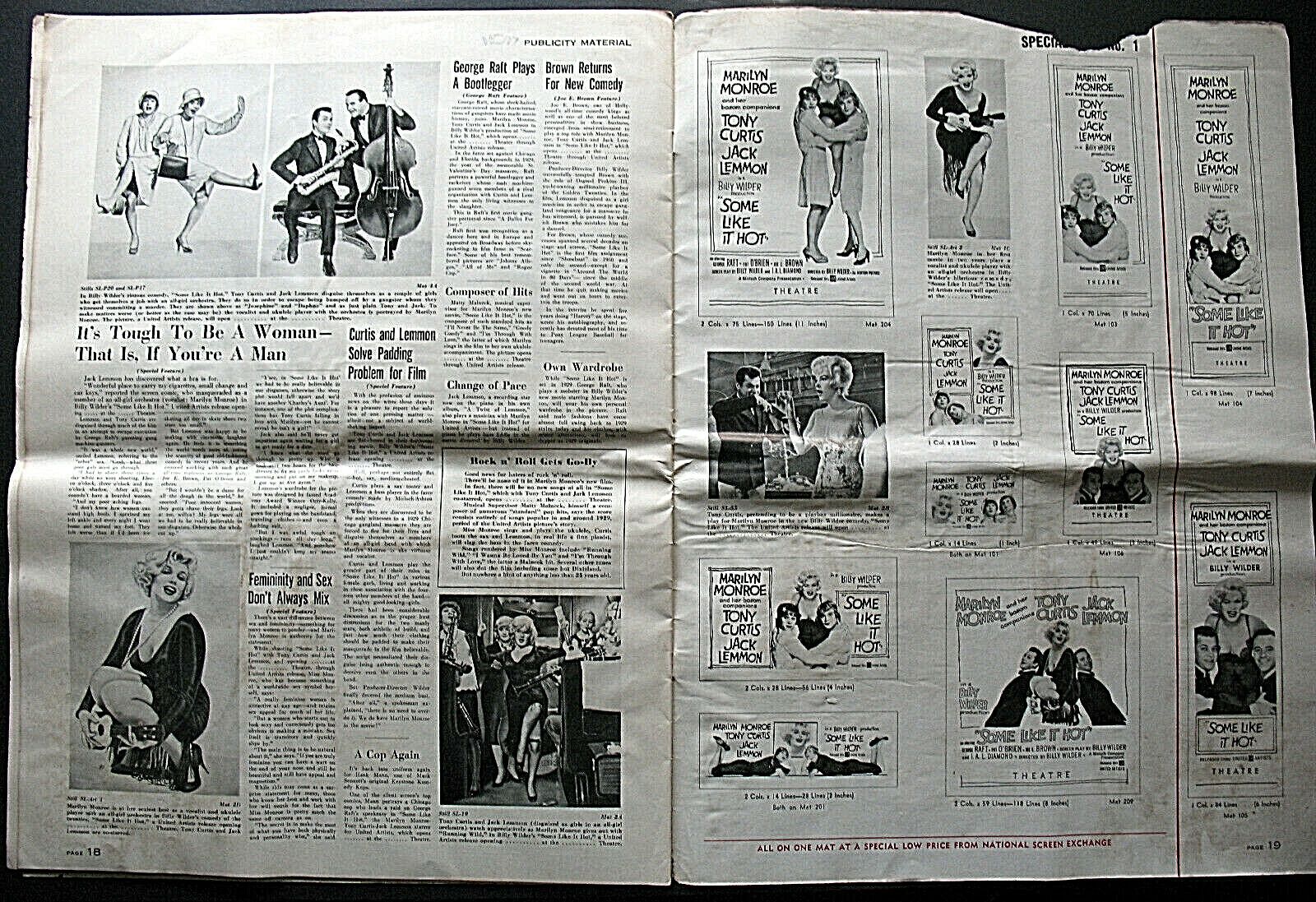MARILYN MONROE:BILLY WILDER:DIR: (SOME LIKE IT HOT) ORIG,1959 MOVIE PRESSBOOK * Item image 11