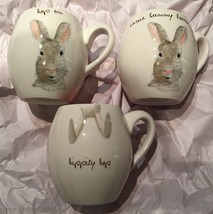 3 New Rae Dunn Easter Bunny Mugs Hop On Some Bunny Loves Me Hippity Hop Pink - £47.97 GBP