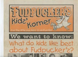 Fudpucker&#39;s Kids Korner Menu 1998 Games For Little Puckers Destin Florida - £13.98 GBP