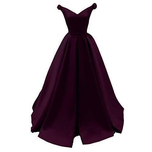 Custom Made Satin Simple V Neck Long Formal Prom Evening Dress Dark Plum