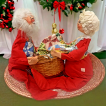 Vintage Annalee Christmas Mr & Mrs Santa Claus with Basket 1971 RARE 12" - $19.75