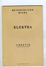 ELEKTRA Metropolitan Opera Libretto Hugo Von Hofmannsthal - £19.69 GBP