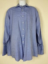 Vintage Joseph A Bank Men Size 17 Blue Micro Weave Dress Shirt Royal Oxford - $7.34