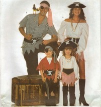 Adult Mens&#39; Pirate Misses Wench Halloween Costume Sew Pattern 6-22 XS-XL - $11.99