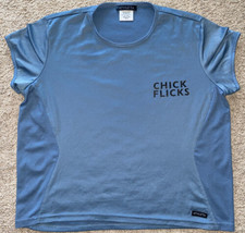 Athleta Women Work Out Shirt T-Shirt Blue Short Sleeve Size Medium Chick Flicks - £19.65 GBP