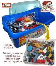 Bulk LEGO Lot 665+ assorted peices plus Legos Tote - used - £30.02 GBP