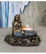 Art Nouveau Ocean Marine Siren Mermaid by Sea Stars Shells Votive Candle... - $41.15 CAD
