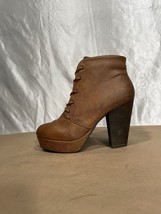 Steve Madden Raspy Cognac Leather Lace Up High Heel Ankle Boots Women’s 7 - £27.97 GBP