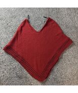 Vintage A.L.C. Crochet Knit V-neck Shawl Poncho Open Weave Border One Si... - €16,28 EUR
