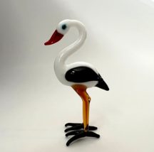 Murano Glass Handcrafted Unique Lovely Stork Figurine, Baby Shower Decor... - $21.97