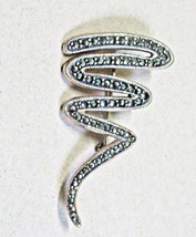 Vintage Sterling Silver Marcasite Tornado Brooch Pin 2&quot; Long - £17.32 GBP