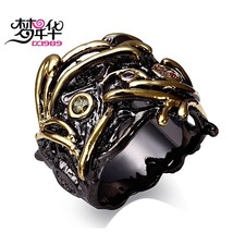 DreamCarnival 1989 Ring For Women Gothic Unique Black Gold Color Party G... - £18.63 GBP