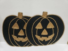 Isaac Mizrahi Halloween Pumpkin Beaded Placemats Centerpiece Charger Set of 2 - £47.95 GBP