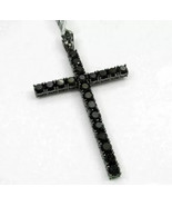 2Ct Round Cut Black Lab-Created Diamond Cross Pendant 14k White Gold Plated - $4,334.41 MXN