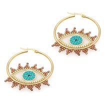  beaded ear ring evil eye earrings stainless steel hoop earrings women jewelry gift for thumb200