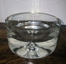 Krosno Poland Mid Century Modern Bubble Hand Blown Crystal Glass Ashtray Heavy - £25.90 GBP