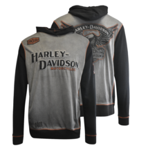 Harley-Davidson Men&#39;s Hooded T-Shirt Grey Wing Long Sleeve Raglan (S72) Size S - £37.40 GBP