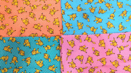 LOT 1 set 4pcs fat quarter 4 colors PokemonPikachu polka dots Quilting Fabric - £19.95 GBP