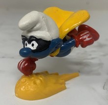 Smurfs Superman Flying Super Hero Figure 1980 Vintage Schleich PVC Toy Peyo - $10.84