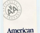 American Airlines Traveler Menu by Cooper Clinic Aerobics Center 1989 - $17.82