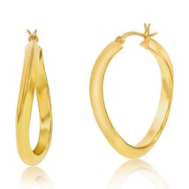 Sterling Silver 36mm Twist Hoop Earrings - Gold Plated - $74.10