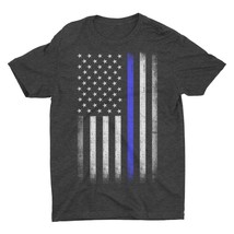 Mens Blue Lives Matter Tee Premium Soft Ringspun USA Flag Screen-Printed T-Shirt - £10.41 GBP+