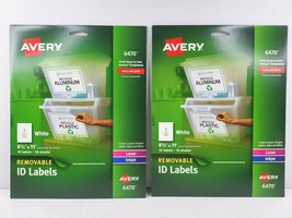 2 Avery 6470 Removable ID Labels Set Laser Inkjet White 10 Label 10 Sheets NEW - £28.47 GBP