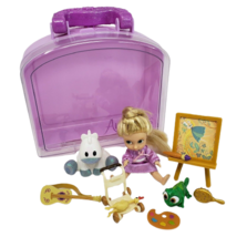 5&quot; Disney Animators Collection Mini Doll Rapunzel Tangled Play Set W Carry Case - £45.18 GBP