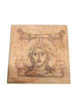 2 1/2&quot; Mount Athos Antique Image of Edessa Holy Jesus Face Wooden Mandyl... - $14.00