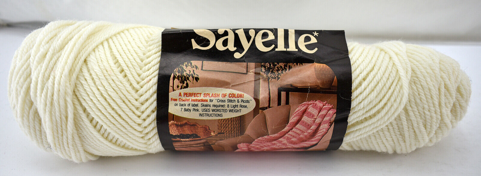 Vintage Caron Intl Sayelle Orlon Acrylic 4-Ply Yarn - 1 Skein Off White #1002 - $6.60