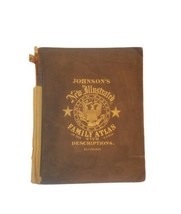 Antique 1867 Johnson&#39;s New Illustrated Steel Plate Family Atlas W Descriptions - £1,262.22 GBP