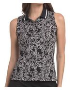 NWT TOMMY BAHAMA FLORAL VINES Black White Sleeveless Golf Shirt Polo M L XL - $49.99