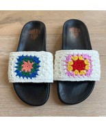 Charlotte Stone Granny Crochet Square Slide Sandals in Attic sz 9 - £117.43 GBP