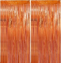 2 Pack 3.2 ft x 9.8 ft Orange Tinsel Curtain Party Backdrop Decorations ... - £16.67 GBP