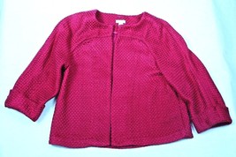 CHINOS WOMEN MAGENTA PINK 3/4 CUFFED SLEEVE JACKET BLAZER BASKETWEAVE FA... - $18.95