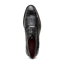 John Classic Dress Oxford Woven Calfskin Crocodile Shoes Black image 4