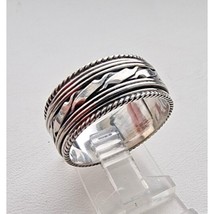 VINTAGE 925 STERLING SILVER ROPE WIRE STYLE SPINNER RING SIZE 10.25 AT - $50.19